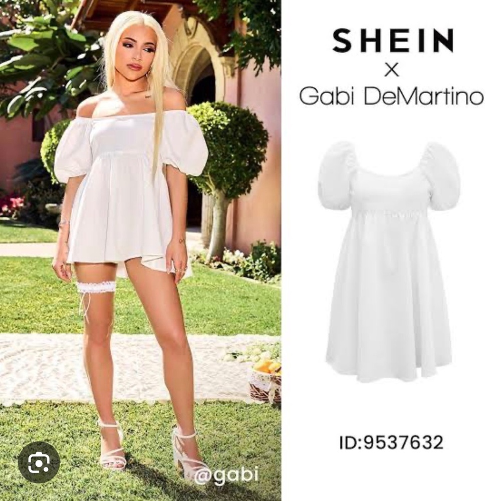 White Gabi DeMartino SHEIN collab dress